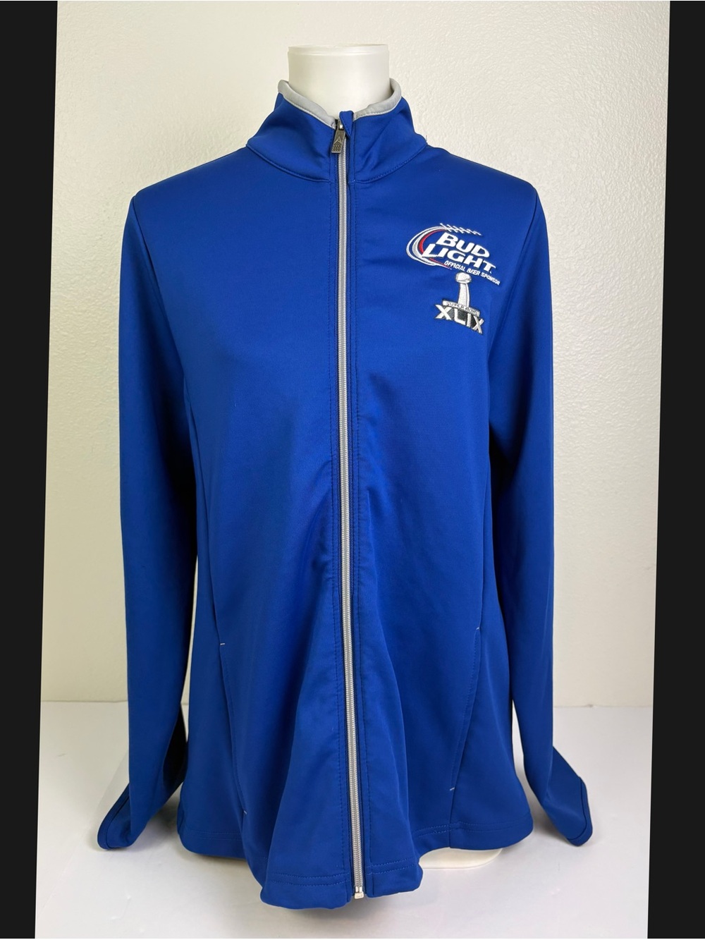 Antigua Bud Light Super Bowl XLIX
49 Womens XL Blue Full Zip Jacket NFL